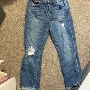 Madewell Blue Distressed Boyfriend Jeans